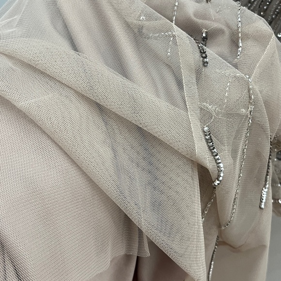 Beaded Champagne Evening Gown - Women's Formal Dress - Picture 10 of 11